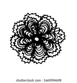 Ilustración vectorial.Planta abstracta de fondo blanco aislado.Diseño de tatuajes para niños, colorear libros, cubiertas, imprimir ropa.
