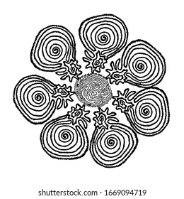 Vector illustration.Close-up abstract plant on isolated white background.Design of children`s tattoos, coloring books, covers, print clothes.