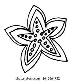 
Vector illustration.Close-up abstract starfish on isolated white background.Design of children`s tattoos, coloring books, covers, print clothes.