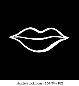 
Vector illustration.Close-up female lips on isolated black background. Cover design, tattoo, print clothes.