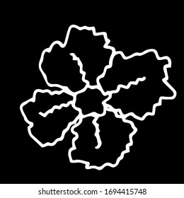 Vector illustration.Close-up hand-drawn plant, abstract flower on isolated black background.	