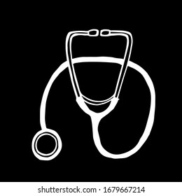 
Vector illustration.Close-up of medical stethoscope on black background.