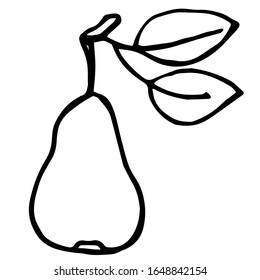 
Ilustración vectorial.Fruto de pera en un fondo blanco aislado.Diseño para colorear libros, cubiertas, ropas impresas.