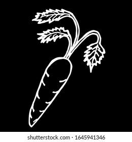 
Vektorillustration-Illustration.Nahaufnahme von Gemüsekarotten auf isoliertem schwarzem Hintergrund.