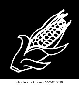 
Vector illustration.Close-up vegetable corn on an isolated black background.