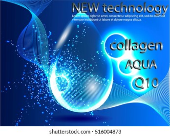 Vector illustration..Collagen Serum and Vitamin Beauty Concept Skin Care Cosmetic.Ideal for advertising and magazine.