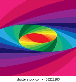 Vector Illustration.Colorful Elliptical Helix Expanding from the Center. Optical Illusion of Depth and Volume. 