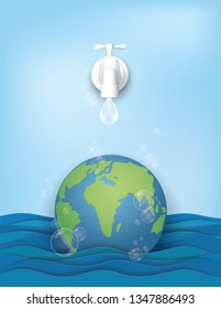 Vector and illustration,Concept world water day. Paper art and digital craft style. eps10.