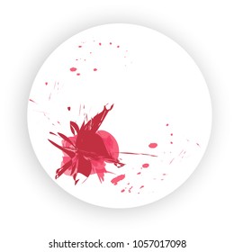 Vector illustration.Cover with red splash on white circle. 