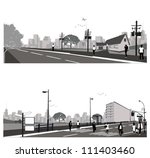 Vector illustration.Crowd of people walking on a street.
