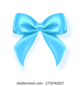 Vector illustration.Decorative pink ribbon bow, realistic holiday rope isolated on white background with transparent shadow.