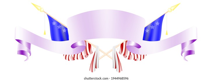 Ilustración vectorial,Banda ondulada decorativa con la bandera en el fondo de la pancarta blanca