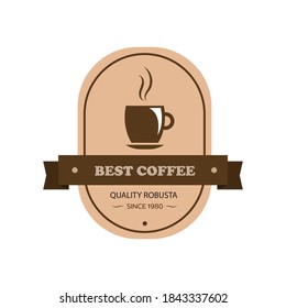 Ilustración vectorial, diseño de sello de café robusta.