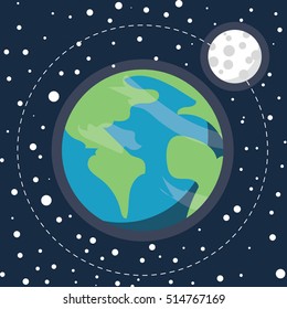 Vector illustration.Earth and Moon.