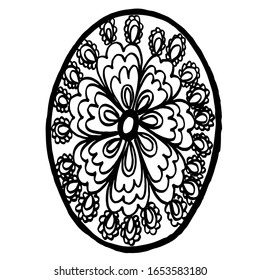 Vektorillustration Illustration.Ostereierzeichnung mit floralem Muster auf isoliertem weißem Hintergrund.Grußkartendesign.