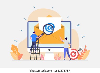 Vector Illustration,Email Marketing Concept, Showing creative campaign using email, Suitable for landing page, UI, web, App intro card, editorial, flyer,and banner