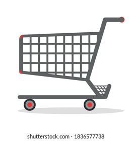 Vector illustration,empty shopping trolley cart isolated on white background,icon flat style design.Graphic elemennt for Web and App.