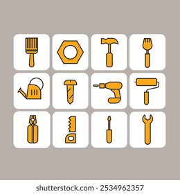 Vector Illustration,EPS,Hand tool Set of hand tools or tools, icons for free download