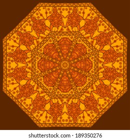 vector illustration.Ethnic background with circular patterns of turtles, triangles and spirals
