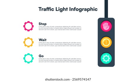 Vector Illustrationf of red yellow and green light. for infographic of stop, wait and go