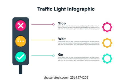 Vector Illustrationf of red yellow and green light. for infographic of stop, wait and go