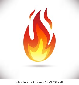 Vector illustration.Fire flame icon isolated on white background. Energy concept. Perfect for web site page, mobile app, game design ,badge, poster, cover,print, flyer, ad.Flat Style.