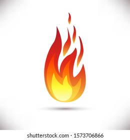 Vector illustration.Fire flame icon isolated on white background. Energy concept. Perfect for web site page, mobile app, game design ,badge, poster, cover,print, flyer, ad.Flat Style.