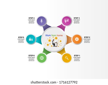 vector illustration.Flat design  Man sitting at a desk and working from home on the computer on  white background.
Icon finance analytics template Symbols, business planning, 