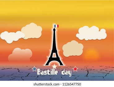 Vector illustration,flyer,banner or poster for the French National Day.Happy Bastille Day.
