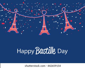 Vector illustration,flyer,banner or poster for the French National Day.Happy Bastille Day.