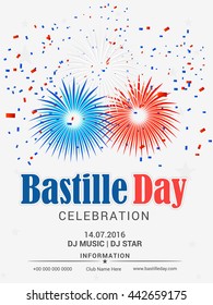Vector illustration,flyer,banner or poster for the French National Day.Happy Bastille Day.