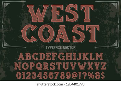 Vector illustration,font script typeface vector named west coast
