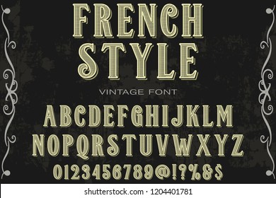 Vector illustration,font script typeface vector named french style