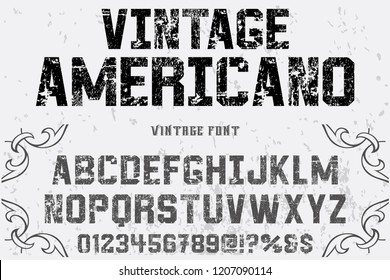 Vector illustration,font script typeface vector named vintage americano