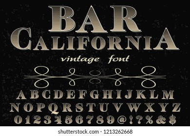 Vector illustration,font script typeface vector named vintage bar california