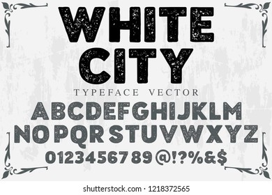 Vector illustration,font script typeface vector named vintage white city