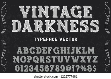 Vector illustration,font script typeface vector named vintage darkness