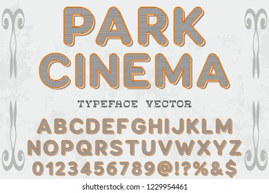 Vector illustration,font script typeface vector named vintage park cinema