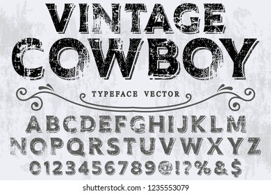 Vector illustration,font script typeface vector named vintage cowboy