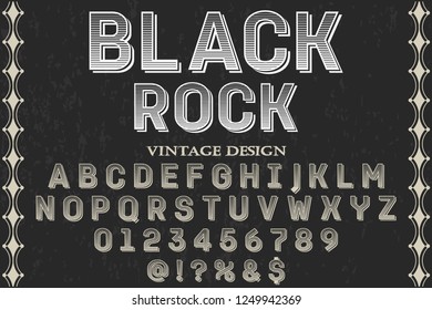 Vector illustration,font script typeface vector named vintage black rock