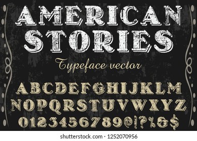 Vector illustration,font script typeface vector named vintage american stories