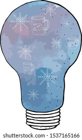 vector illustration.freehand drawing of a lamp black line with watercolor effect.doodle.