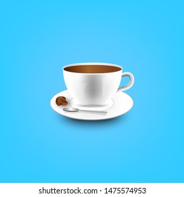 vector illustration,fresh coffee cups on a blue background