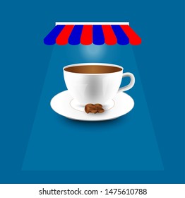 vector illustration,fresh coffee cups and shops