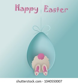 Vector illustration.Funny bunny and egg.Greeting card for Happy Easter