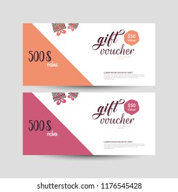 Vector illustration,Gift voucher template with clean and modern pattern.