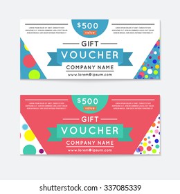 Vector illustration,Gift voucher template with clean and modern flat pattern.