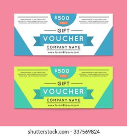Vector illustration,Gift voucher template with clean and modern flat pattern.