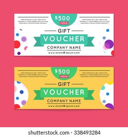 Vector illustration,Gift voucher template with clean and modern flat pattern.