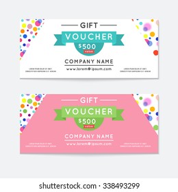 Vector illustration,Gift voucher template with clean and modern flat pattern.